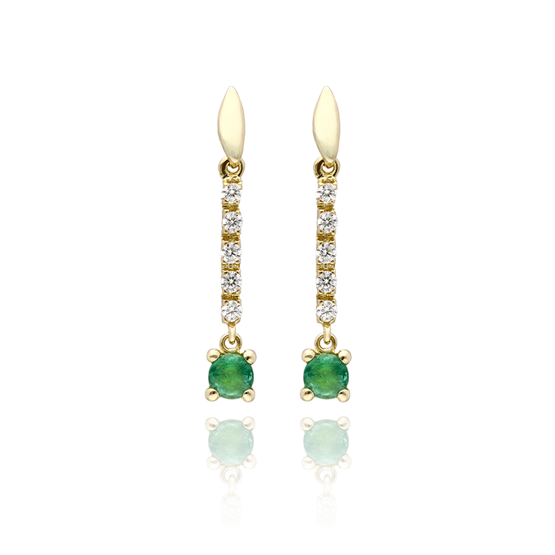 Pendientes Oro 18k, esmeraldas y circonitas "Camile"