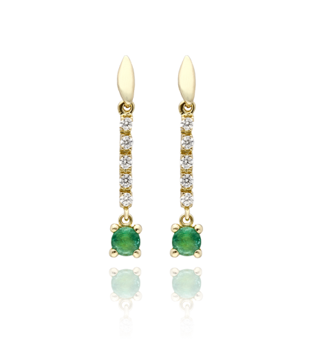 Pendientes Oro 18k, esmeraldas y circonitas "Camile"