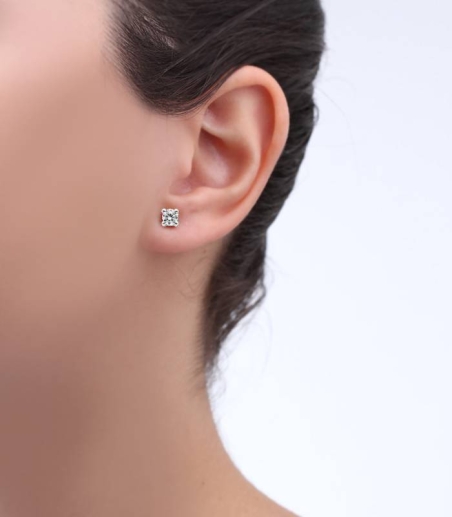 Pendientes oro blanco 18k y circonitas 4mm "Four"
