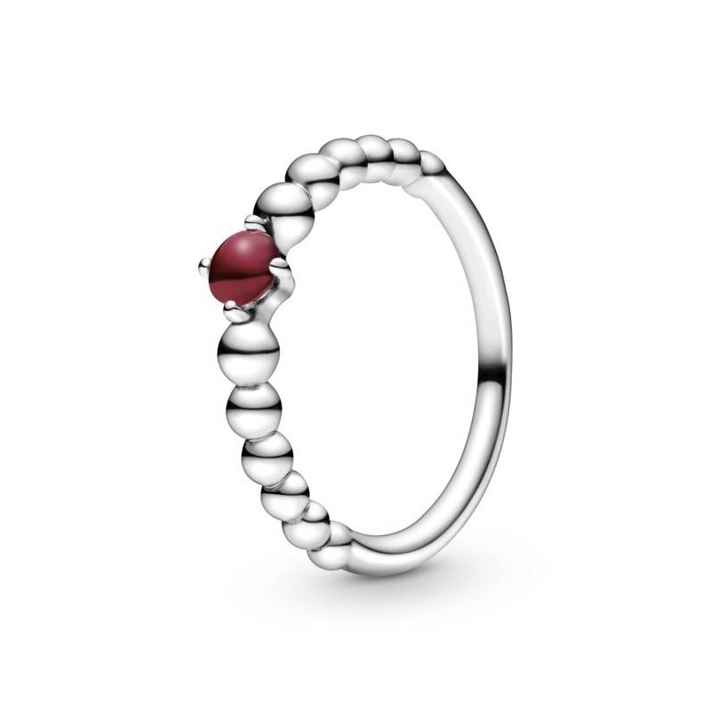 Anillo Pandora con Esferas y detalle Rojo oscuro