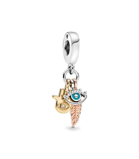 Charm Pandora Mano de Fátima, Ojo de Turco y Pluma 768785C01