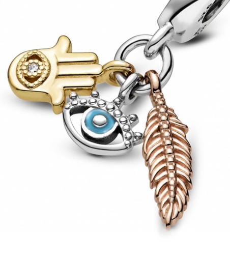 Charm Pandora Mano de Fátima, Ojo de Turco y Pluma 768785C01