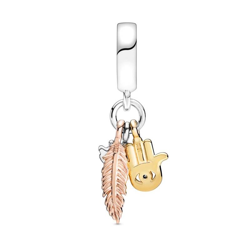 Charm Pandora Mano de Fátima, Ojo de Turco y Pluma 768785C01