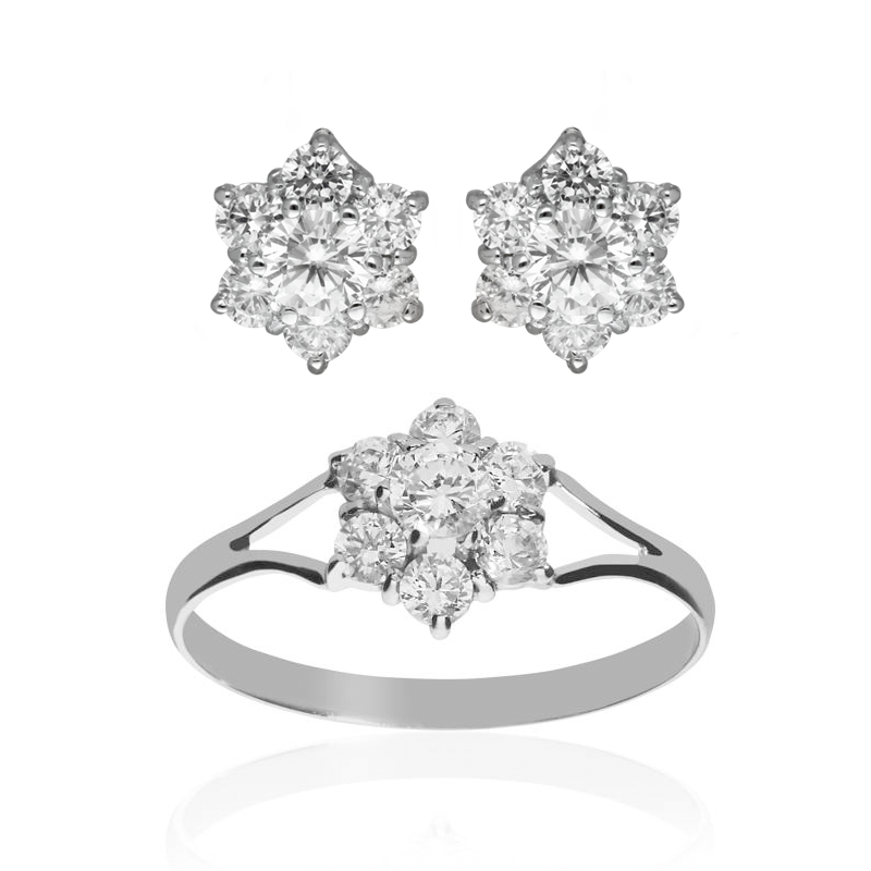 Conjunto "Cane" Oro blanco 18k