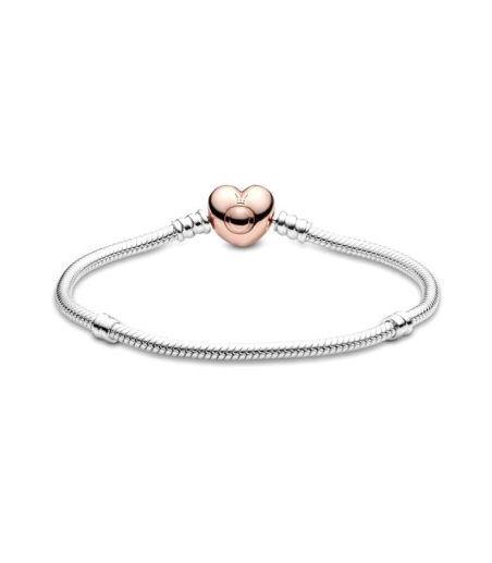 Pulsera Moments PANDORA Rose con cierre Corazón para charms 580719