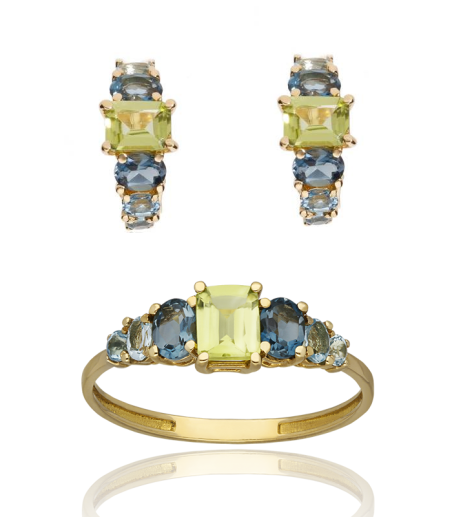 Conjunto "Topaz" Oro 18k Peridoto y Topacios