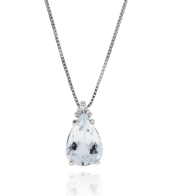 Gargantilla Oro 18k aguamarina y diamantes 0.03cts "Blue Tear"