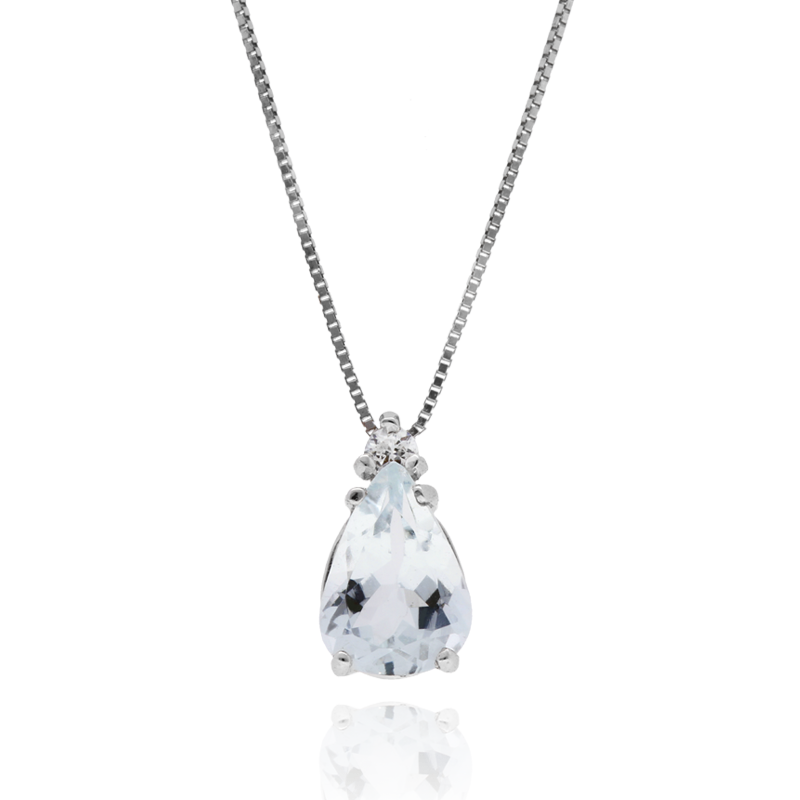 Gargantilla Oro 18k aguamarina y diamantes 0.03cts "Blue Tear"