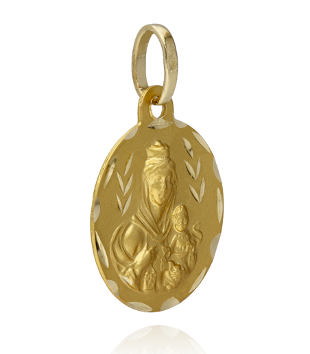 Escapulario Oro 18k 16mm "Virgen del Carmen y Jesús"