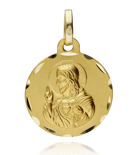 Escapulario Oro 18k 16mm "Virgen del Carmen y Jesús"
