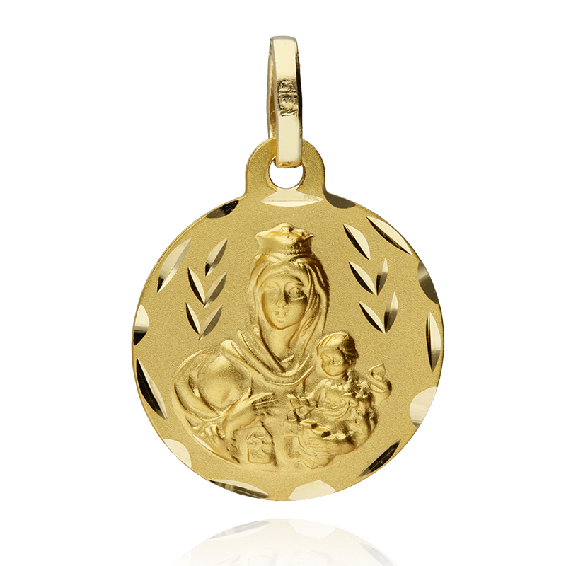 Escapulario Oro 18k 16mm "Virgen del Carmen y Jesús"