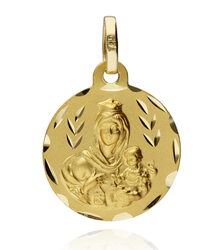 Escapulario Oro 18k 16mm "Virgen del Carmen y Jesús"