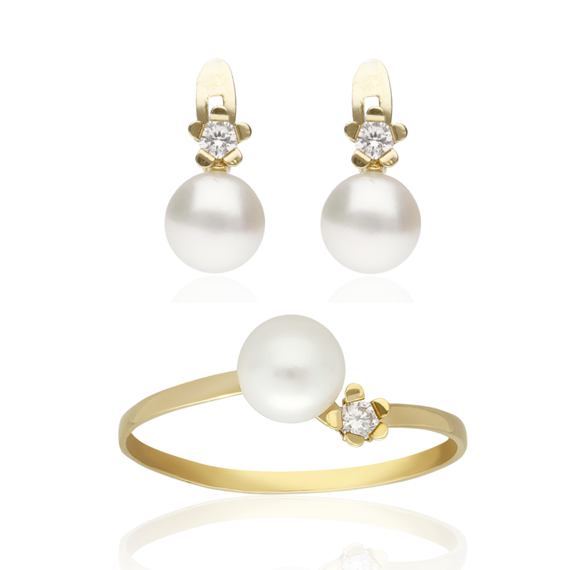 Conjunto "Moira" oro 18k P. Cultivadas