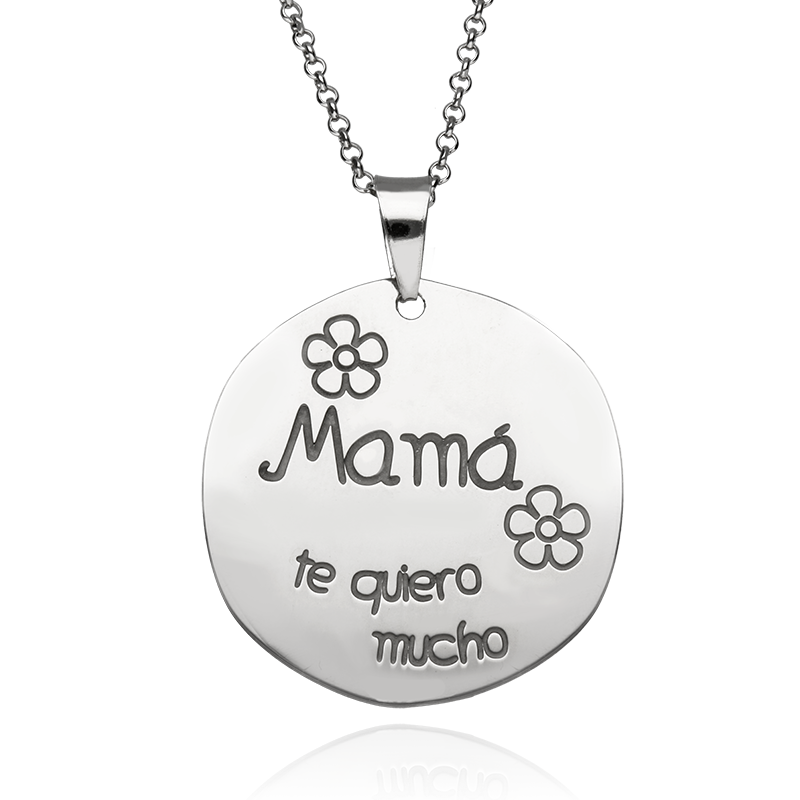 Gargantilla Plata y placa "Mamá te quiero mucho"