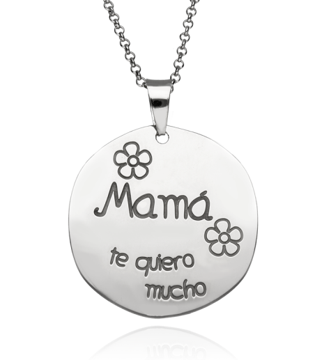 Gargantilla Plata y placa "Mamá te quiero mucho"