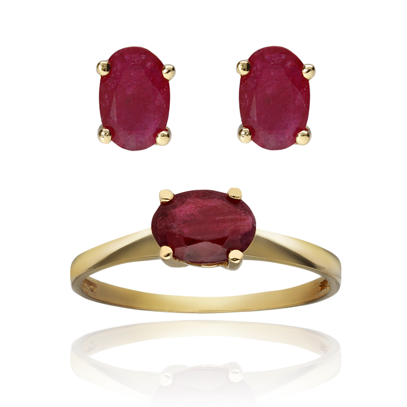 Conjunto "Nara" Oro 18k y Rubies naturales