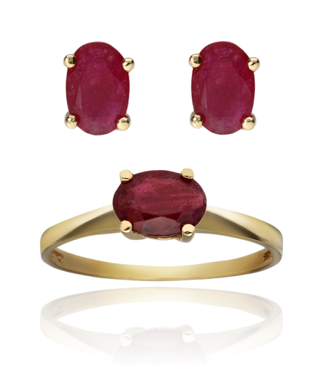 Conjunto "Nara" Oro 18k y Rubies naturales