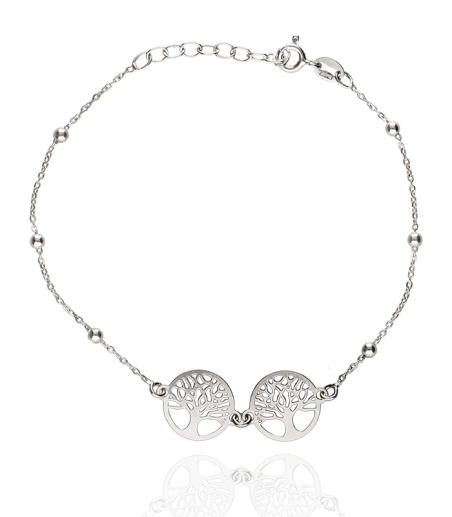 Pulsera Plata Árboles de la Vida y bolitas