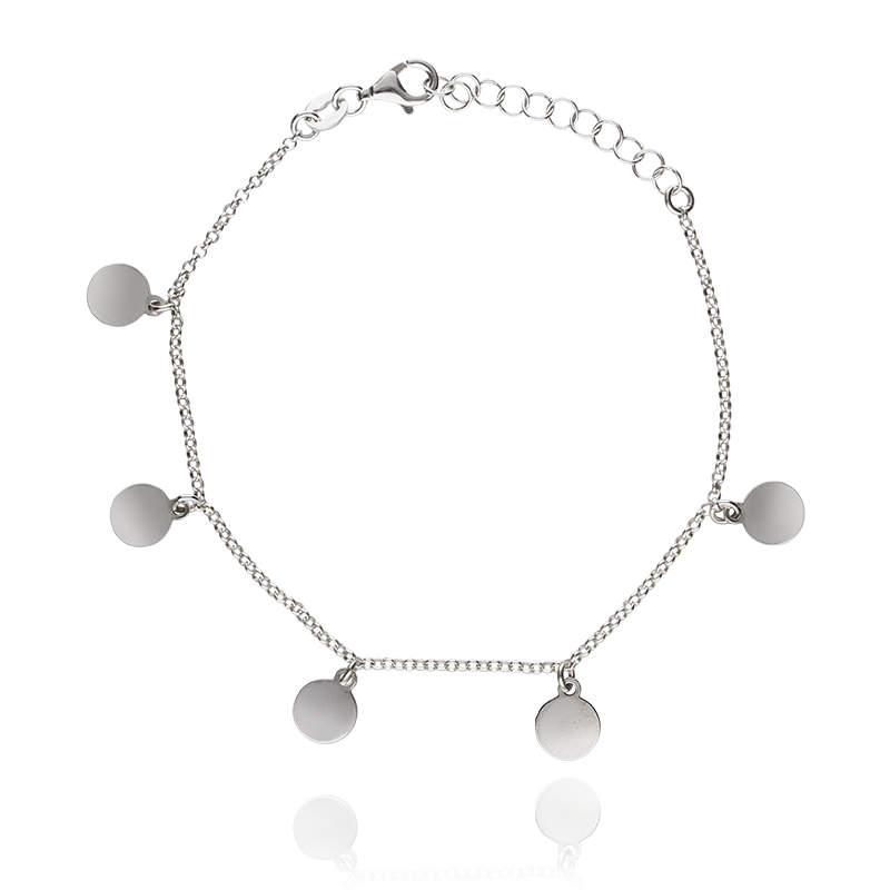 Pulsera Plata con 5 Chapitas