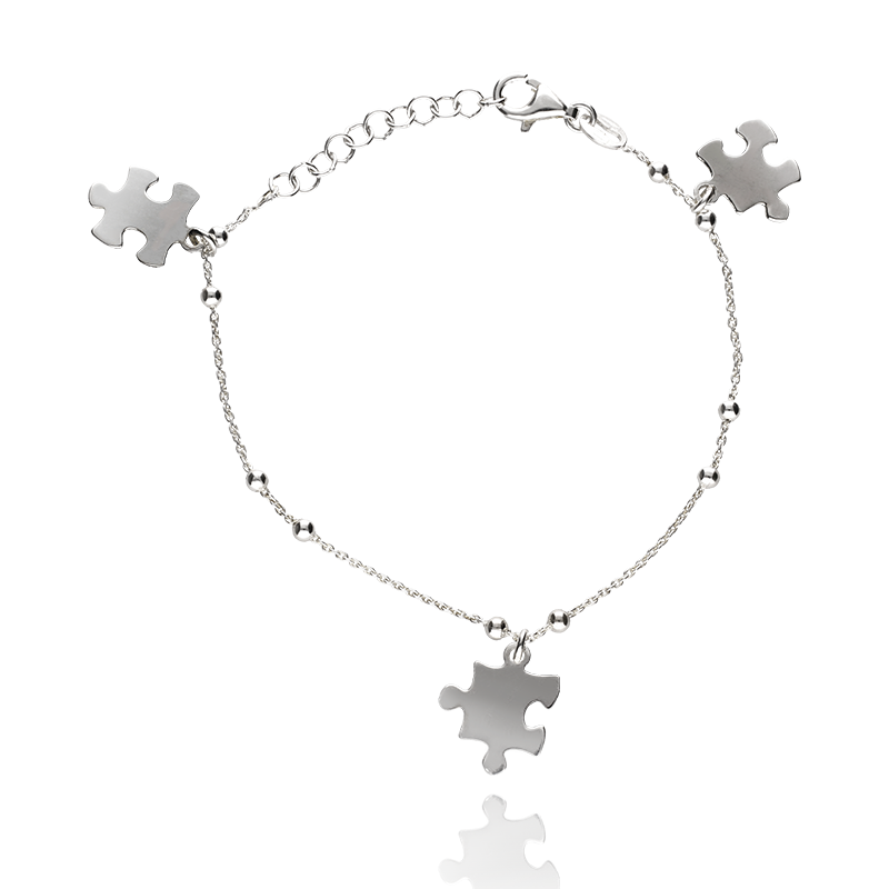 PULSERA PLATA 3 PIEZAS PUZZLE BOLITAS