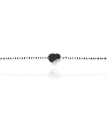 Pulsera de bolas en Plata con Corazón