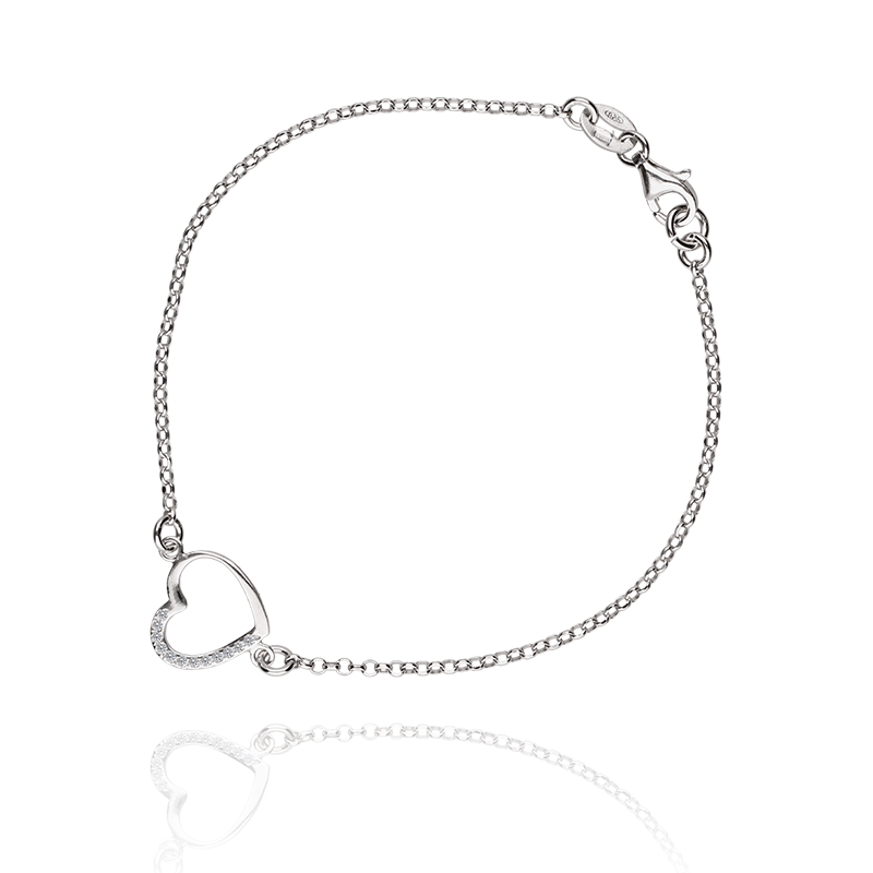 Pulsera Plata Corazón y Circonitas