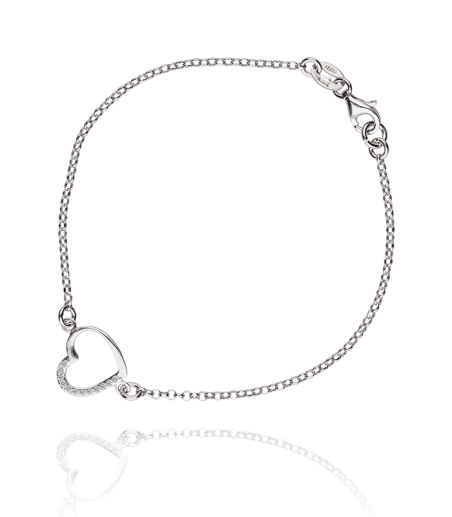 Pulsera Plata Corazón y Circonitas