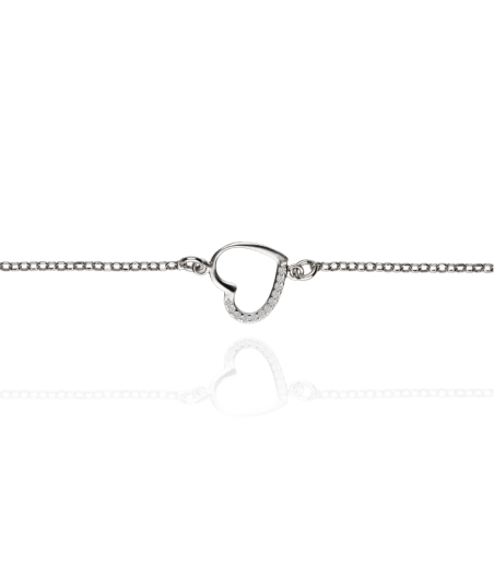 Pulsera Plata Corazón y Circonitas