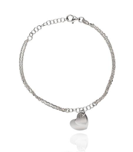 Pulsera Plata Doble Corazón