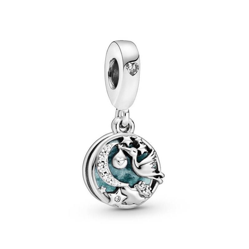 Charm Colgante Cigüeña y Estrellas Brillantes 798895C01