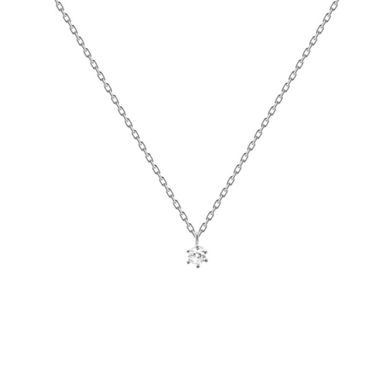 Collar Plata White Solitary CO02-060-U Collar Plata White Solitary CO02-060-U