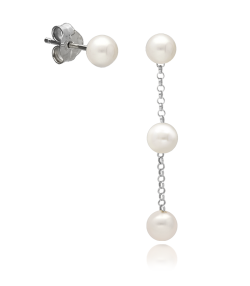 Pendientes Plata Largos con tres perlas