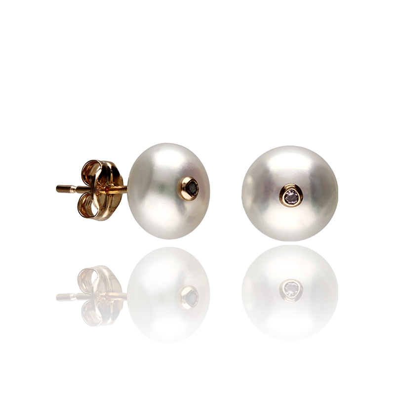 Pendientes de Perlas, Oro Rosa 18k y Circonitas