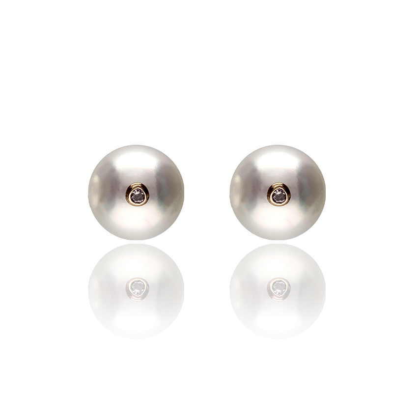 Pendientes de Perlas, Oro Rosa 18k y Circonitas