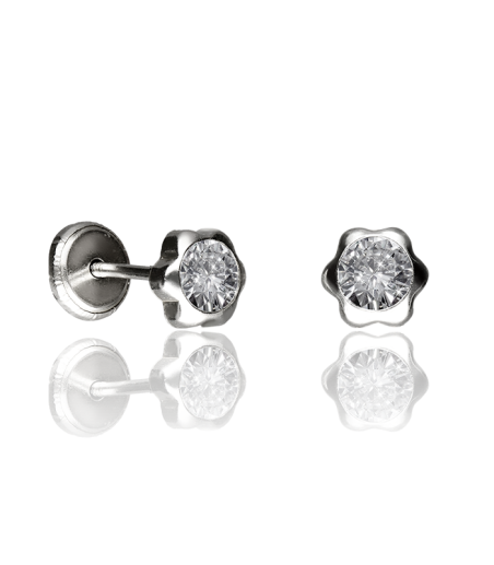 PENDIENTES "FLOMI" PLATA Y CIRCONITA 4MM