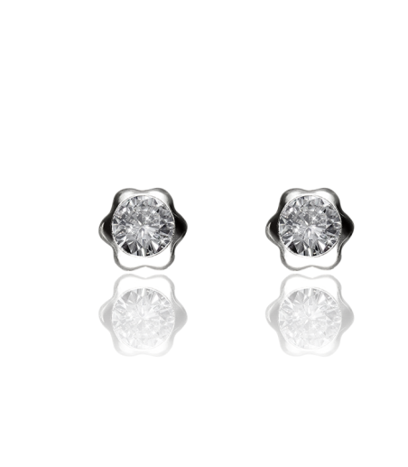 PENDIENTES "FLOMI" PLATA Y CIRCONITA 4MM