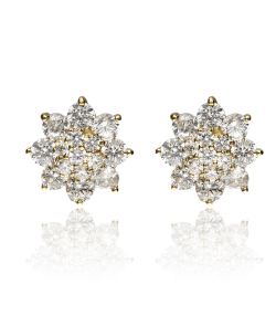 Pendientes Flor Oro 18k y circonitas