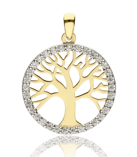 Colgante Árbol de la Vida Oro 18k Bicolor y Circonitas