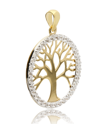 Colgante Árbol de la Vida Oro 18k Bicolor y Circonitas