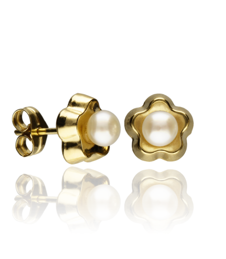 Pendientes Flor Oro 18K y Perlas Cultivadas