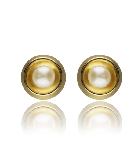 Pendientes Redondos en Oro de 18K Amarillo con Perlas cultivadas