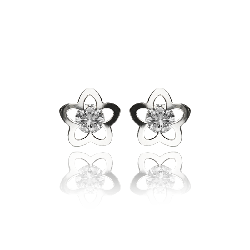 Pendientes Plata Primera Ley y Circonitas "Flor Plateada"