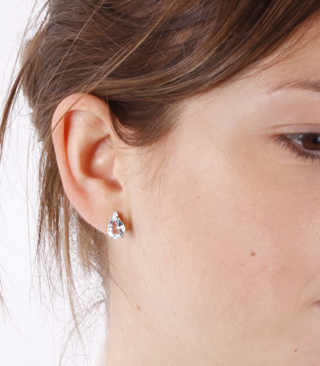 Pendientes Oro 18k aguamarina y diamantes 0.05cts "Skhirat"
