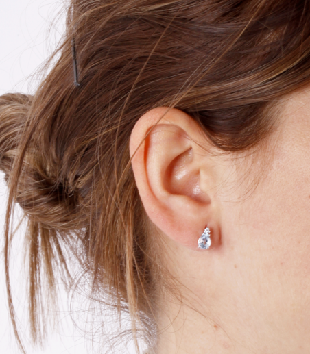 Pendientes Oro 18k aguamarina y diamantes 0.05cts "Blue tears"