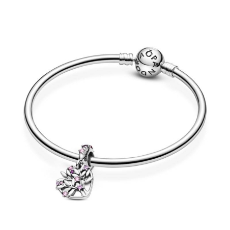 Charm colgante en plata de ley Corazón Árbol de la Vida Rosa 799153C01