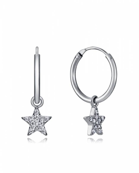 Pendientes de plata aros estrellas con circonitas 7115e000-38