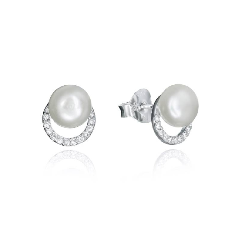 Pendientes Fashion de plata circulo con perla 71051e000-68