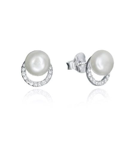 Pendientes Fashion de plata circulo con perla 71051e000-68