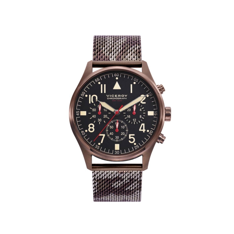 Reloj Viceroy Hombre Deporte Malla negra esfera marron 46805-54