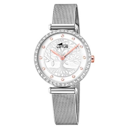 Reloj Mujer Lotus plateado Arbol Esfera Blanca Swarovski 18709/1